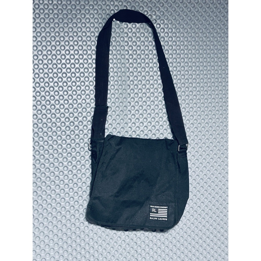 Vintage 90s Polo Jeans Co Ralph Lauren Canvas Messenger Bag Crossbody Black